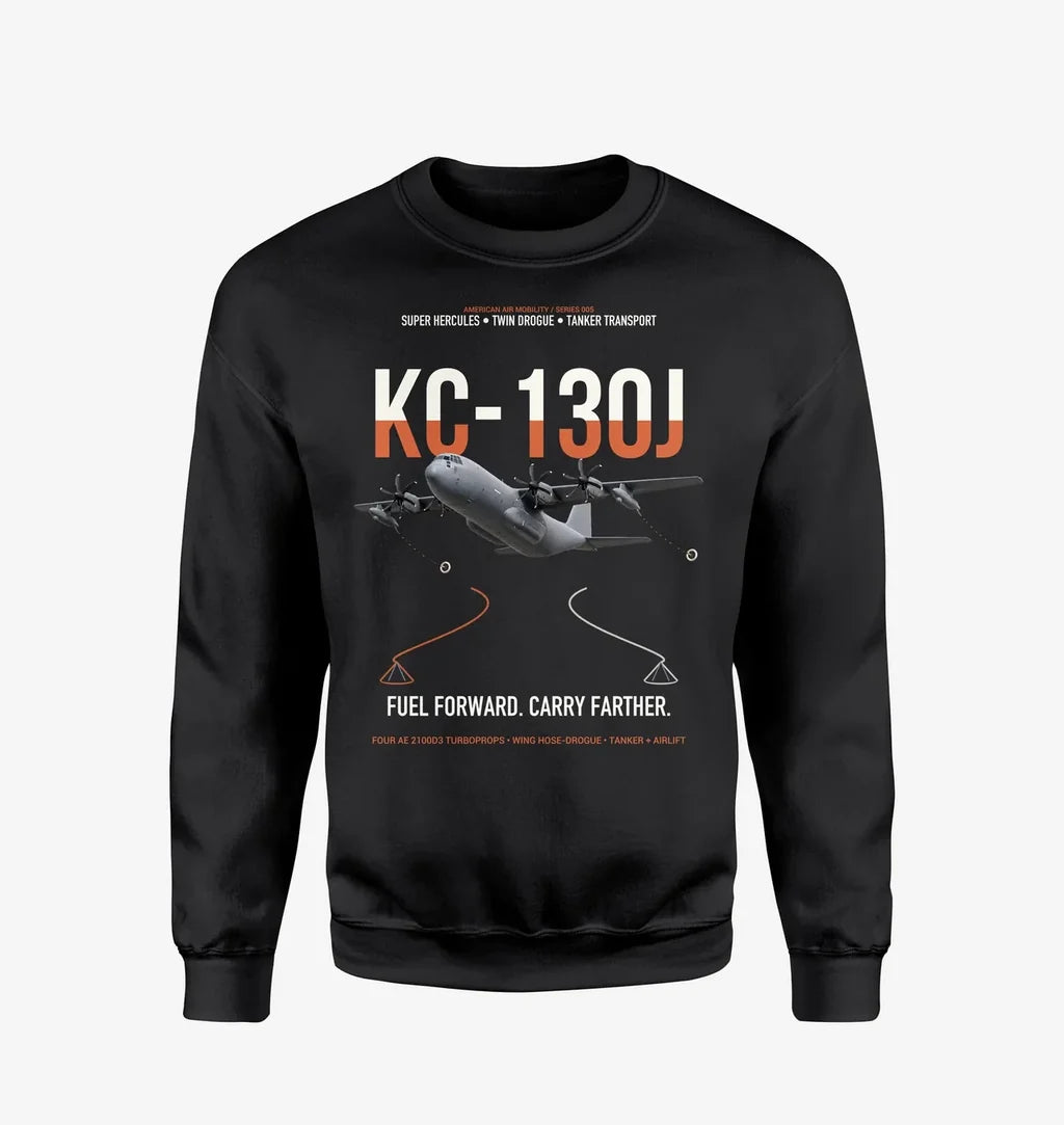KC-130J SUPER HERCULES design on black sweatshirt