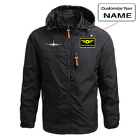 Thumbnail for Boeing 757 Silhouette aviation design printed on lightweight shell with slim fit stylish thin jacket.