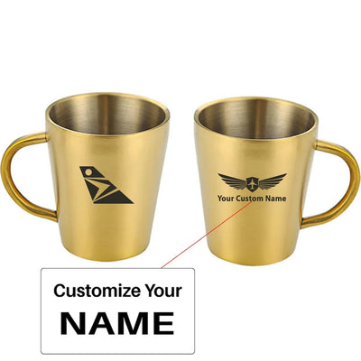 South African Airways aviation design on stainless coffee mug, durable stainless steel construction.