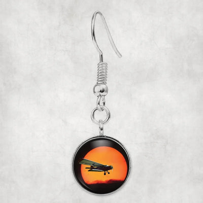 Amazing Antonov-2 With Sunset aviation earrings, hypoallergenic alloy body with engraved detail.