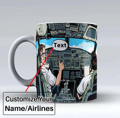 Don't Worry Thumb Up Captain Text aviation design on ceramic mug, premium ceramic with glazed finish.