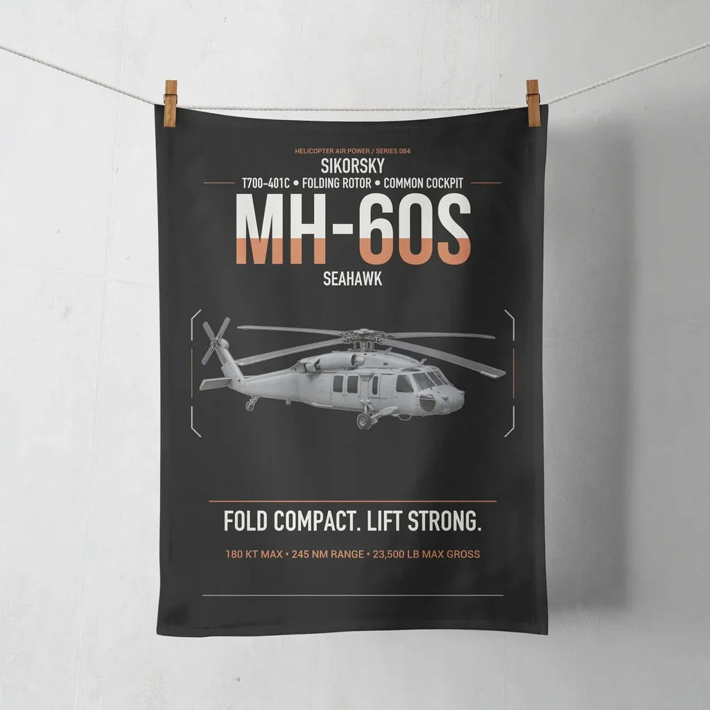Sikorsky MH-60S Seahawk design on black towel
