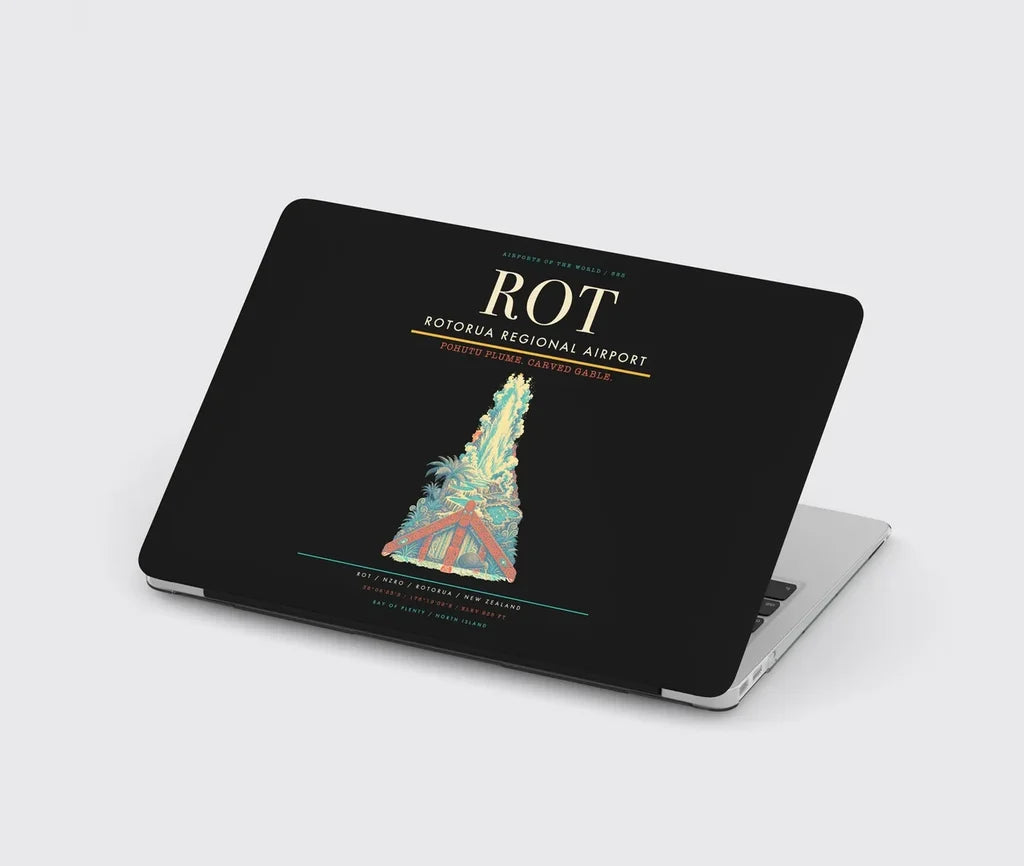 Rotorua Regional Airport (ROT) design on black MacBook case