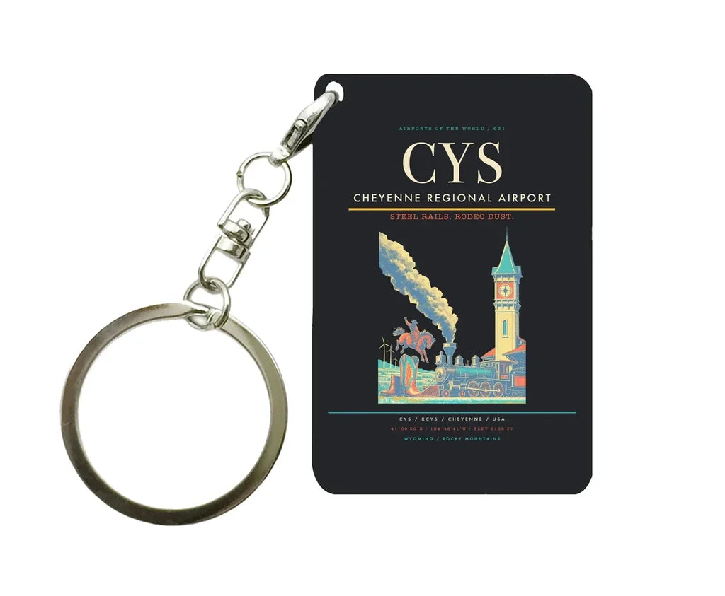 Cheyenne Regional Airport (CYS) design on black key chain