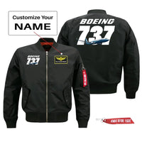 Thumbnail for Super Boeing 737+Text Pilot Jackets (Customizable) aviation design printed on comfortable shell with classic fit designed jacket.
