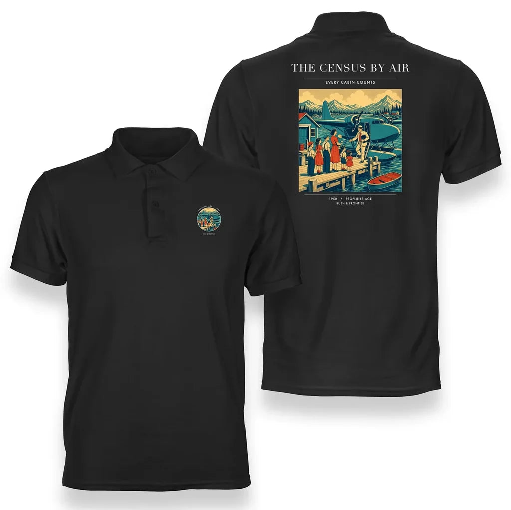 VINTAGE G4416 - The Census By Air - Double-Side Polo T-Shirt design on black