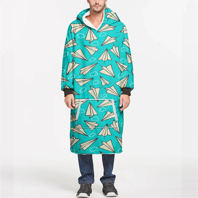 Super Cool Paper Airplanes aviation design on soft fleece blanket hoodie.
