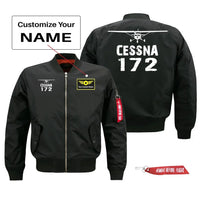 Thumbnail for Cessna 172 Silhouette & Pilot Jackets (Customizable) aviation design printed on comfortable shell with classic fit designed jacket.