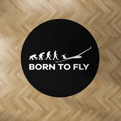 Born To Fly Glider Carpet & Floor Mats (Round) aviation design on durable carpet pile with non-slip backing round carpet floo.