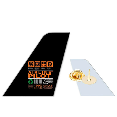 Airline Pilot Label aviation design tail-shape badge pin in polished alloy.