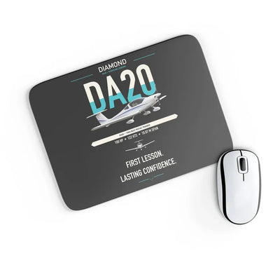 Diamond DA20 design on black rectangle mouse pad