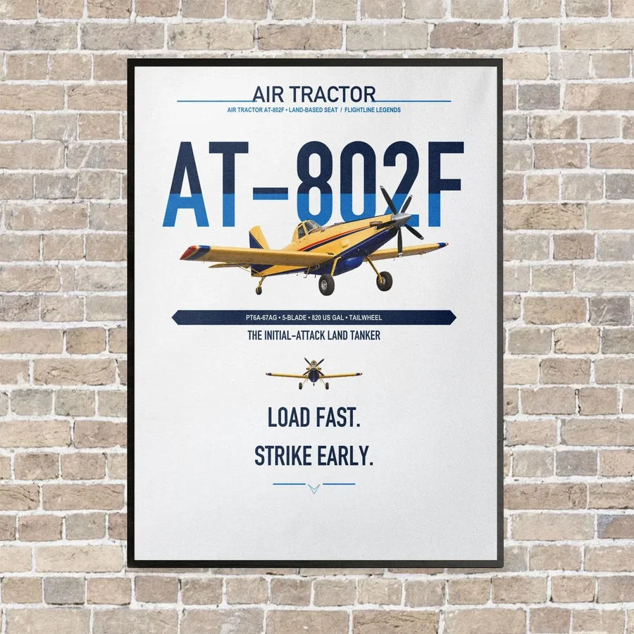 Air Tractor AT-802F vertical canvas print - framed - white background
