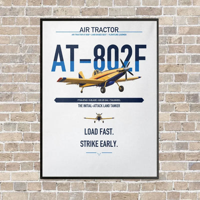 Air Tractor AT-802F vertical canvas print - framed - white background