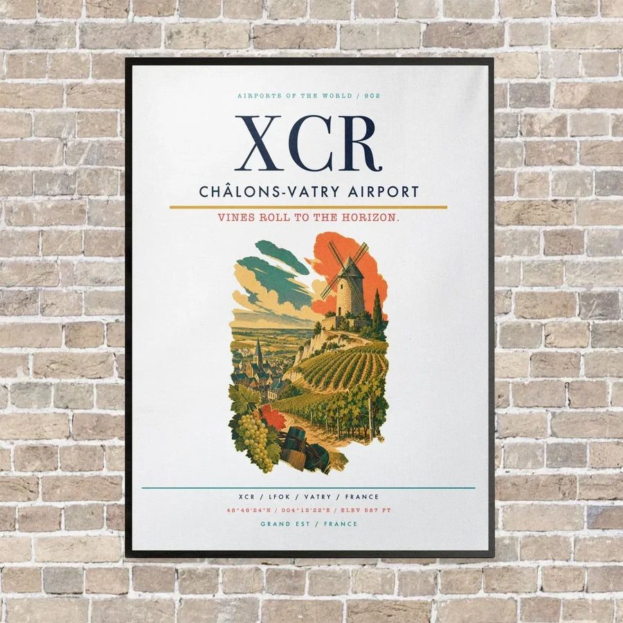 Châlons-Vatry Airport XCR vertical canvas print - framed - white background