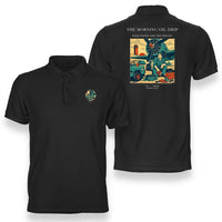 Thumbnail for VINTAGE G4266 - The Morning Oil Drip - Double-Side Polo T-Shirt design on black