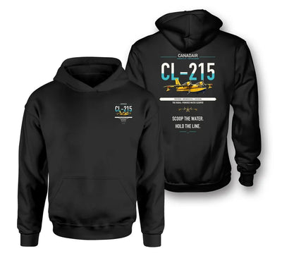 Canadair CL-215 design on black double-side hoodie, double-side print