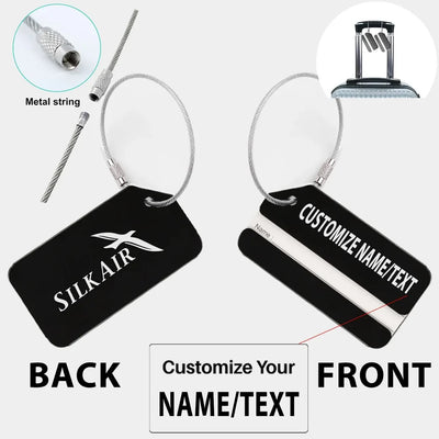 SilkAir Designed Fashion Metal Luggage tag, Black + NAME