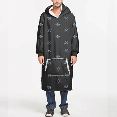 Nice Airplanes (Gray) aviation design on soft fleece blanket hoodie.