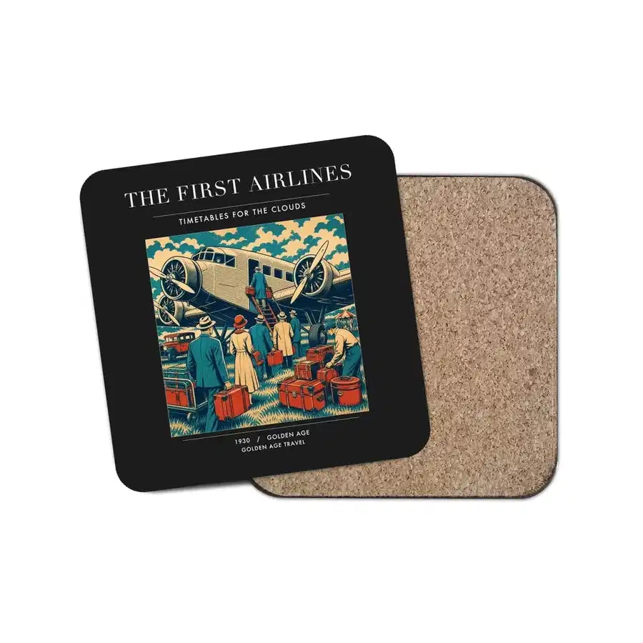 The First Airlines - Designed Coasters design on black 1-piece
