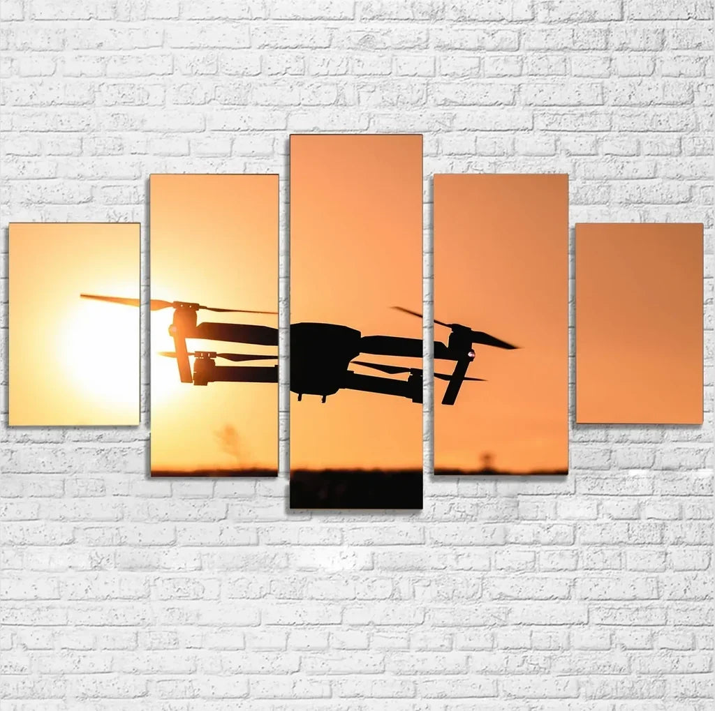 Amazing Drone in Sunset canvas - Multiple (5 Panels)