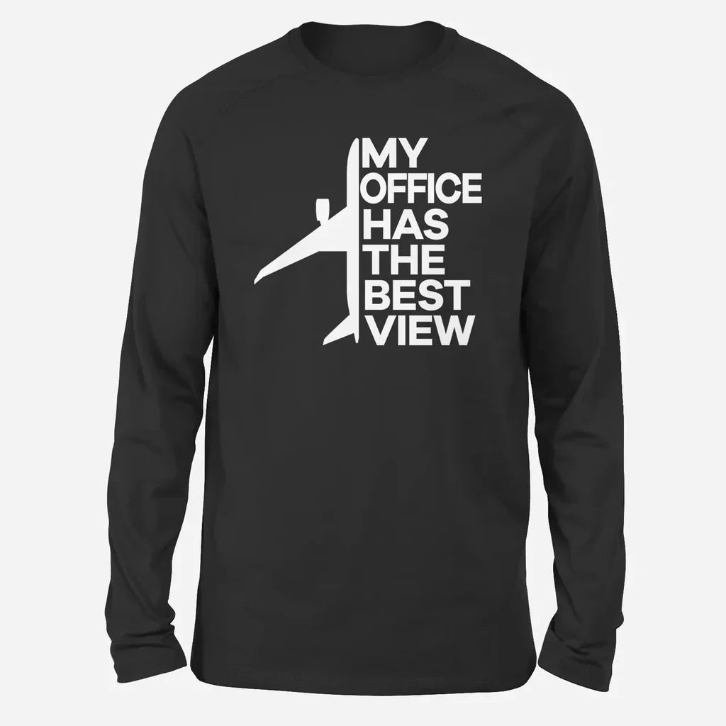My Office Has The Best View Long-Sleeve aviation design printed on soft cotton long-sleeve T-shirt.