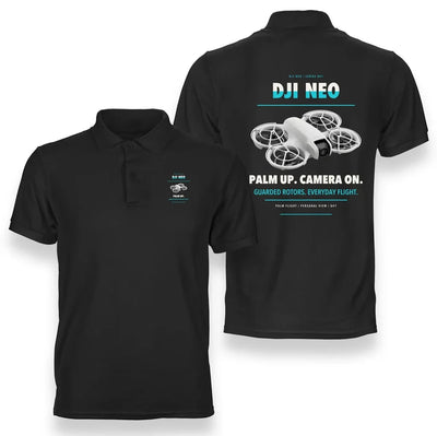 DJI Neo design on black polo