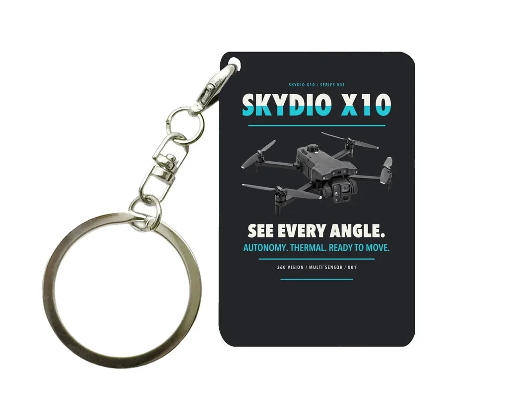 Skydio X10 Key Chain design on black key chain