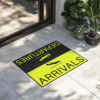 Thumbnail for Departure and Arrivals (Yellow) aviation print door mat, durable fibre with non-slip backing.