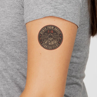 Fighter Jet 16 - Death From Above aviation temporary tattoo in skin-safe adhesive paper.