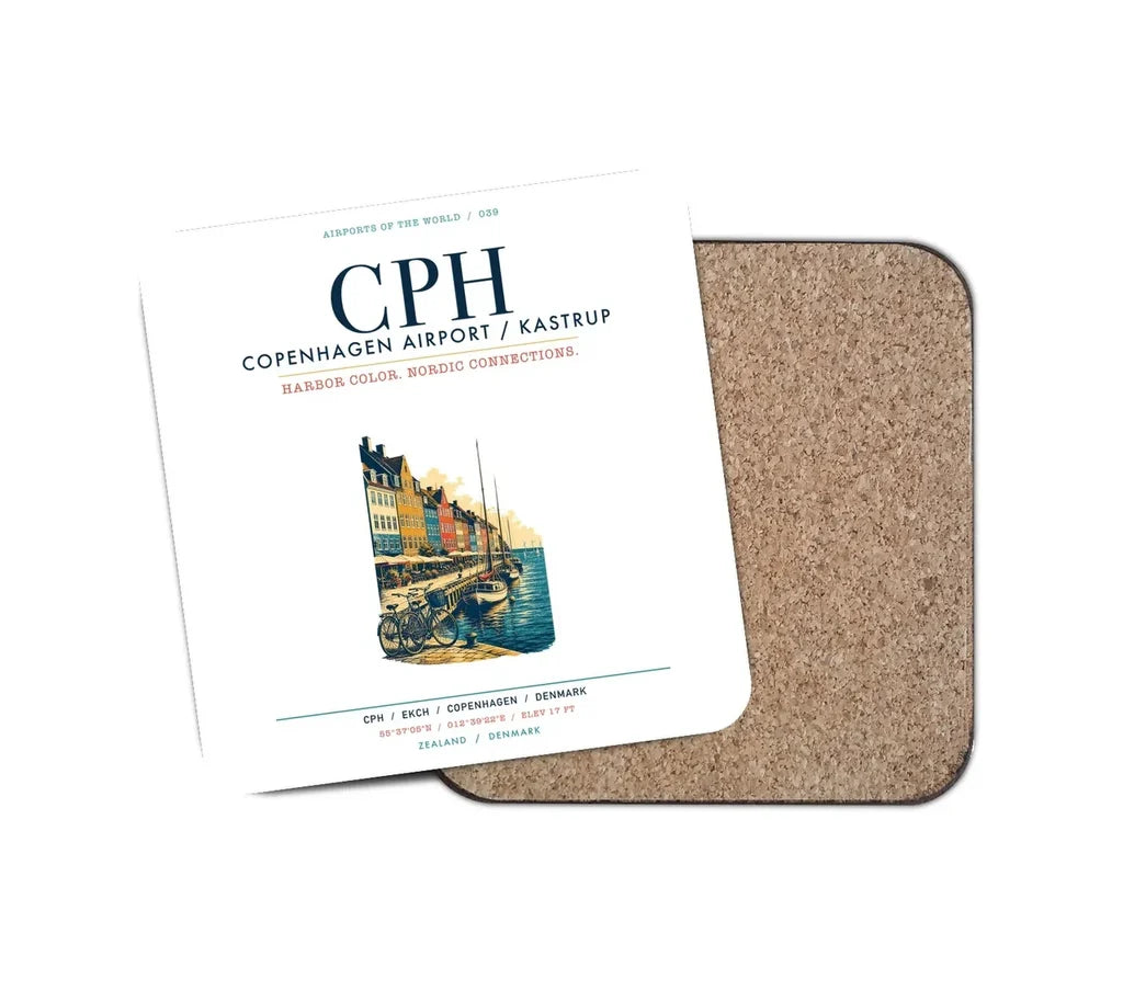 Copenhagen Airport Kastrup (CPH) design on white 1 piece coaster