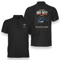 Thumbnail for MD Helicopters MD 902 Explorer design on black double-side polo t-shirt, double-side print