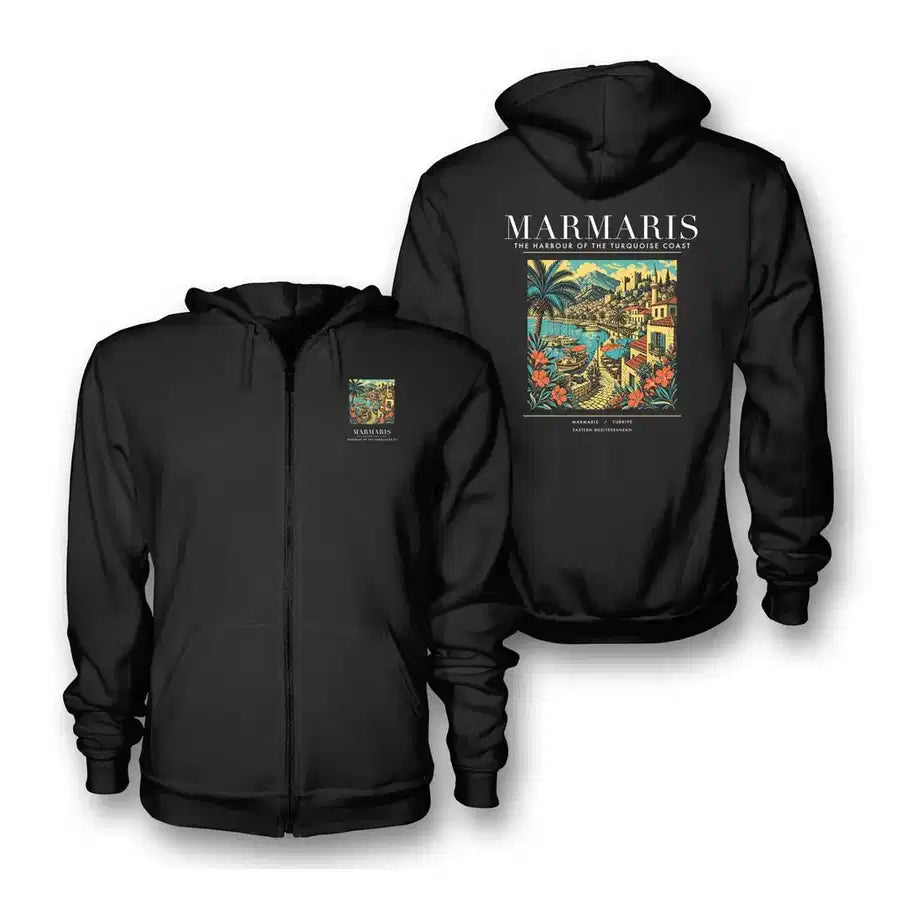 MARMARIS - Poster - Zipped Hoodie - Black