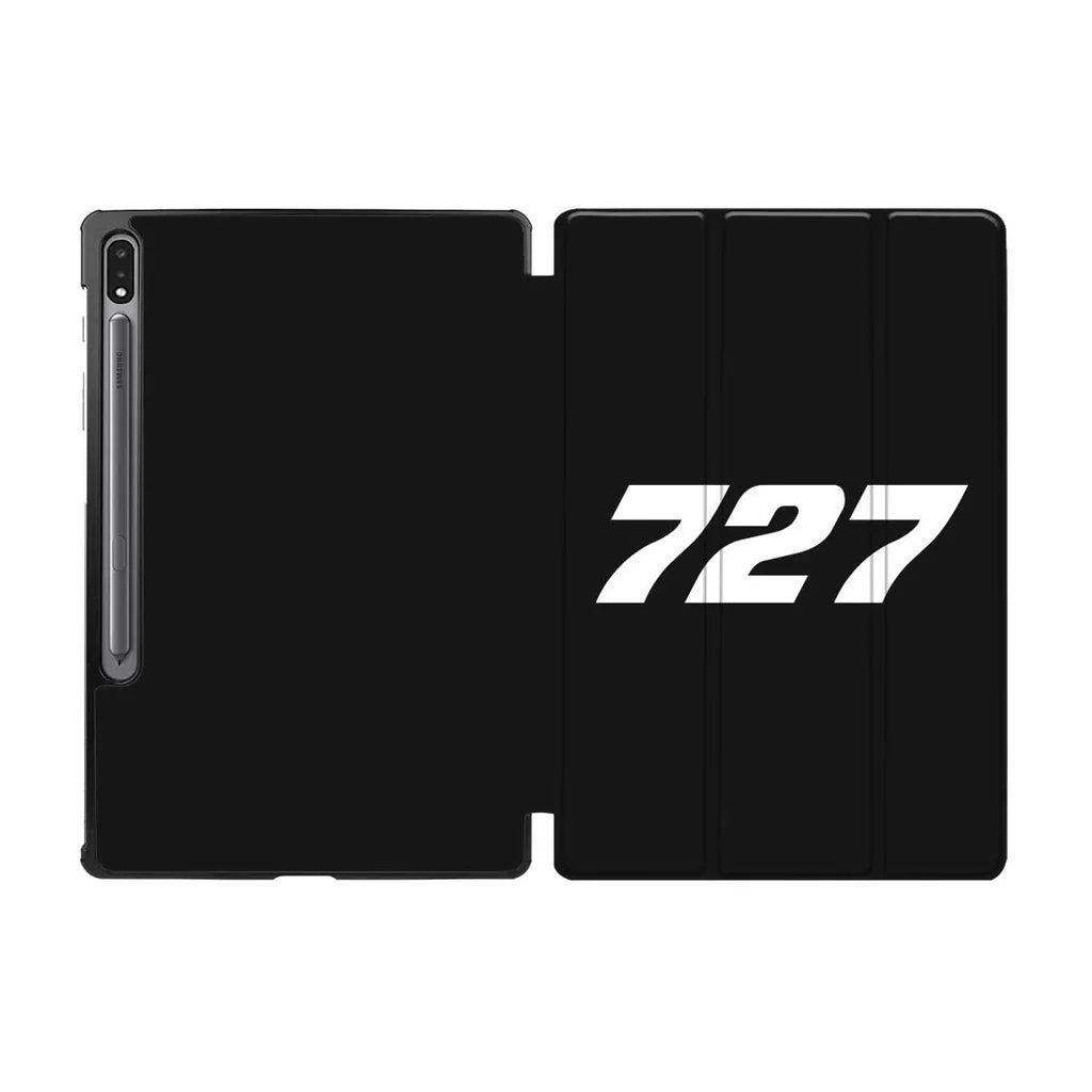 Boeing 727 Flat Text aviation print tablet case, fits Samsung tablet.