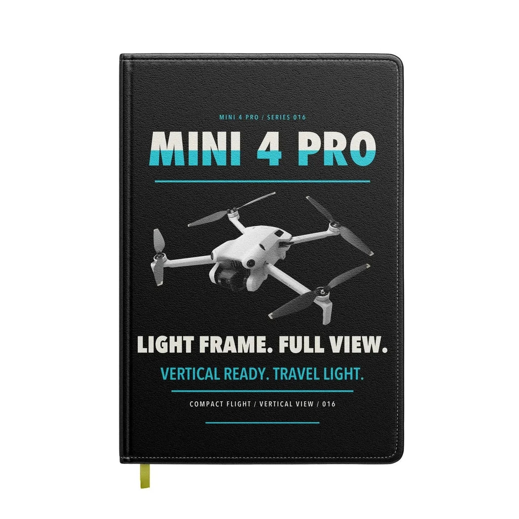 DJI Mini 4 Pro design on black notebook