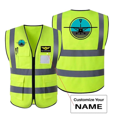 Cessna & Gyro aviation design printed on high-visibility reflective fabric reflective vest.