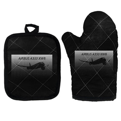 Airbus A350XWB & Dots Kitchen Glove & Holder aviation design on durable fabric with insulated lining kitchen glove holder.