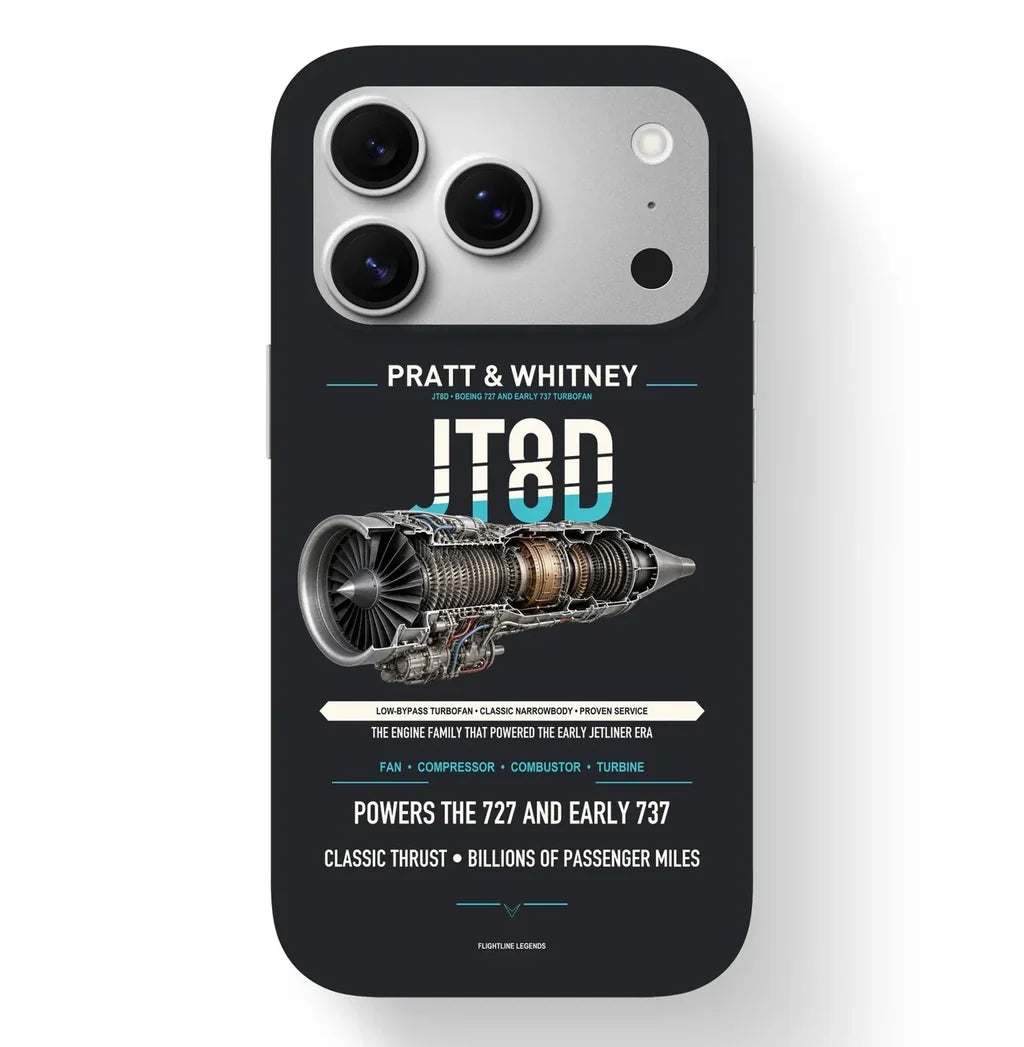 JT8D Case design on black iphone case
