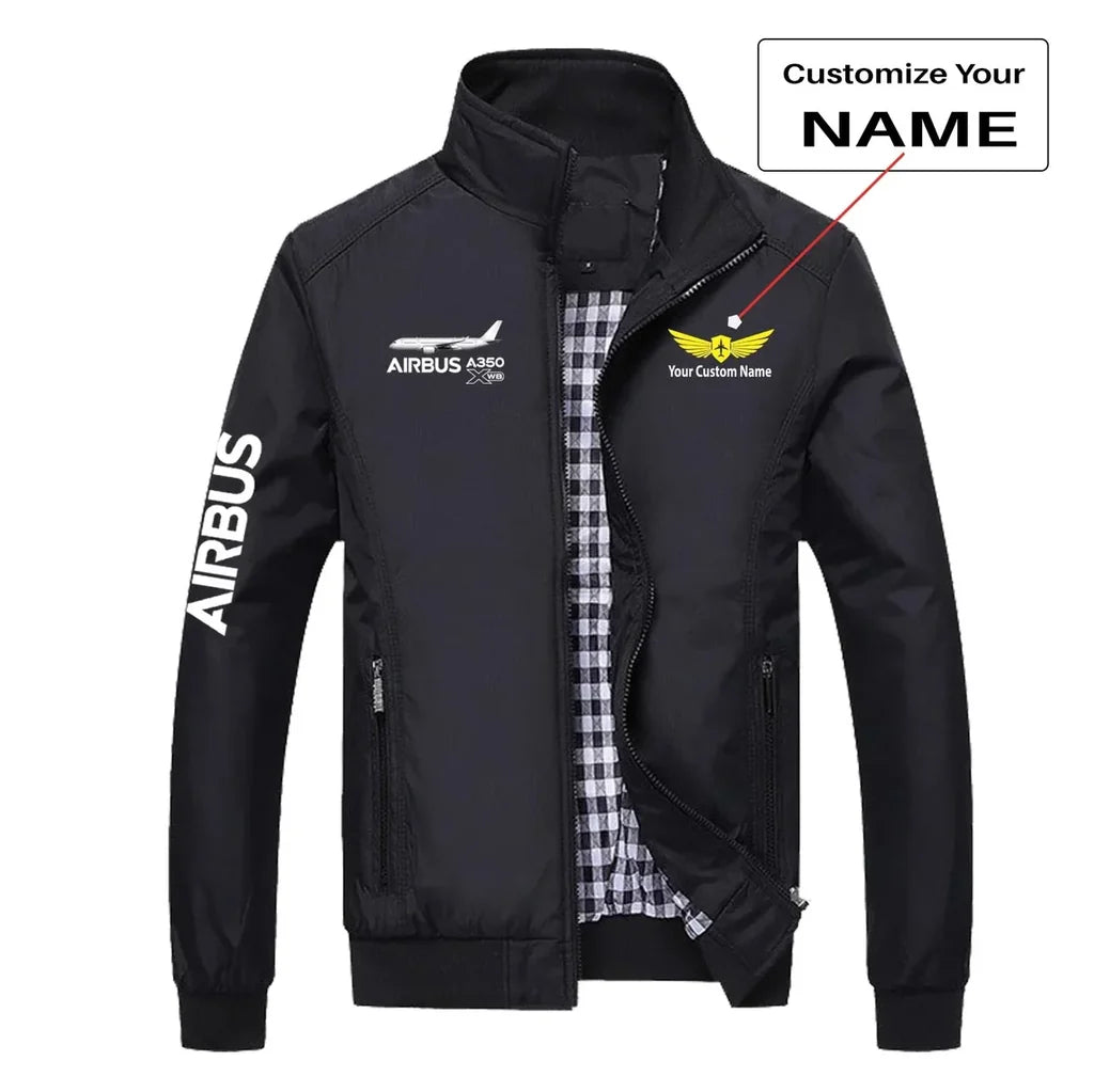 The Airbus A350 XWB aviation design printed on modern shell with tailored fit stylish jacket.