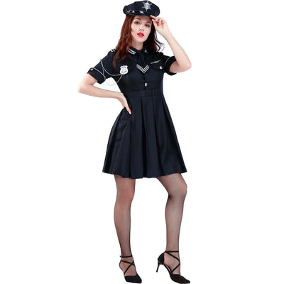 Black Pilot & Aviator Jumpsuit for WOMEN (Halloween) aviation design on premium costume fabric funny costume.
