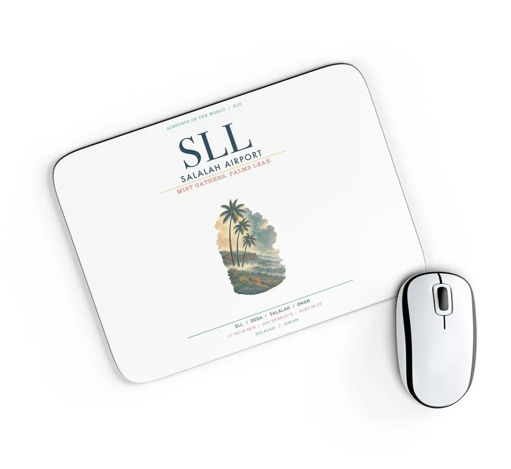 Salalah Airport (SLL) design on white rectangle mouse pad