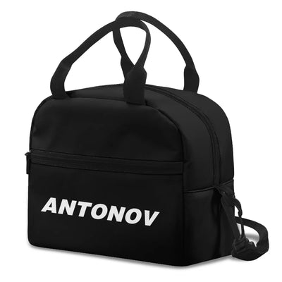 Antonov & Text aviation print lunch bag, insulated polyester.