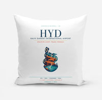 Thumbnail for Rajiv Gandhi International Airport Hyderabad (HYD) design on white pillow