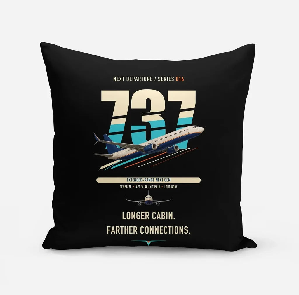 Boeing 737-900ER design on black pillow