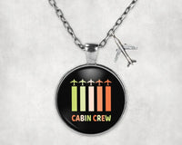 Thumbnail for Colourful Cabin Crew aviation necklace, stainless steel body with engraved detail.