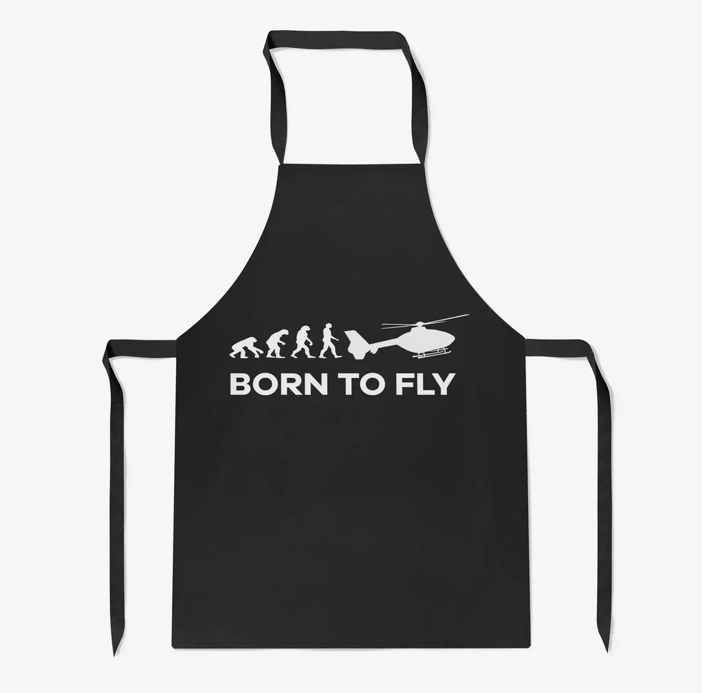 Born To Fly aviation design on durable cotton blend kitchen apron.