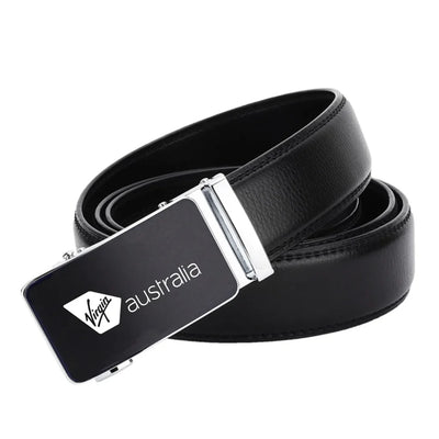 Virgin Atlantic Airlines aviation design men's belt, leather construction.