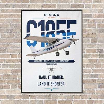Cessna A185F Skywagon vertical canvas print - framed - white background