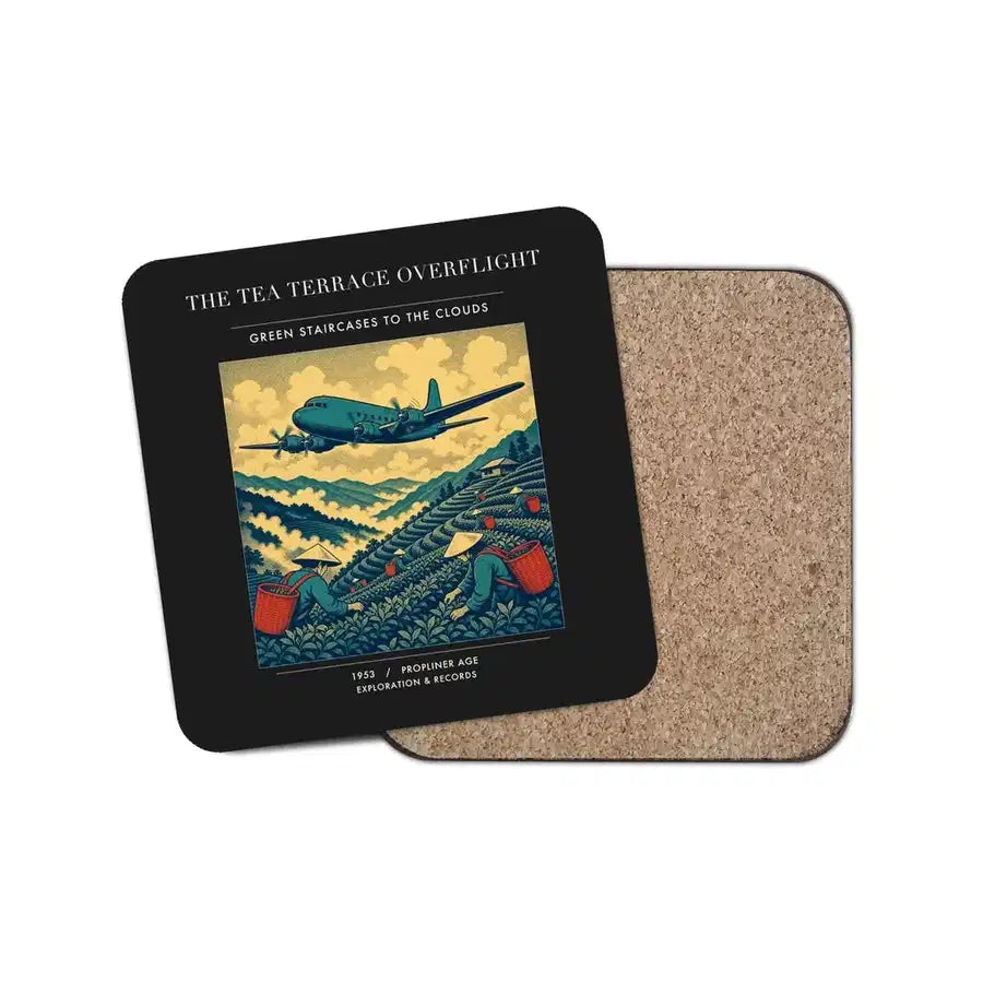The Tea Terrace Overflight - Designed Coasters design on black 1-piece