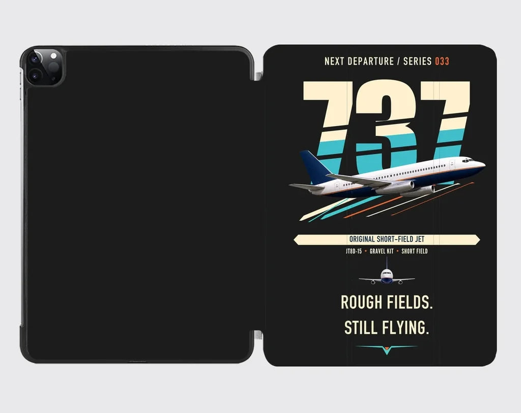 Boeing 737-200 design on black ipad tablet case