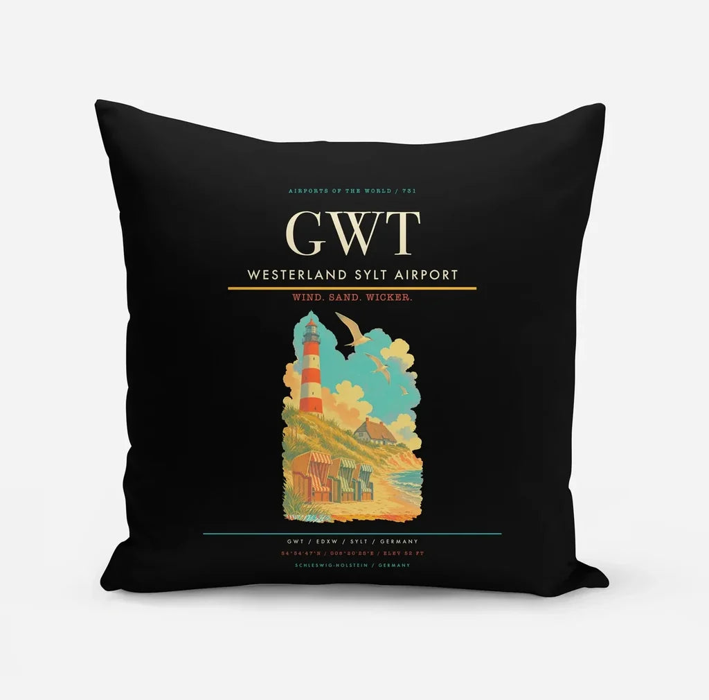 Westerland Sylt Airport (GWT) design on black pillow